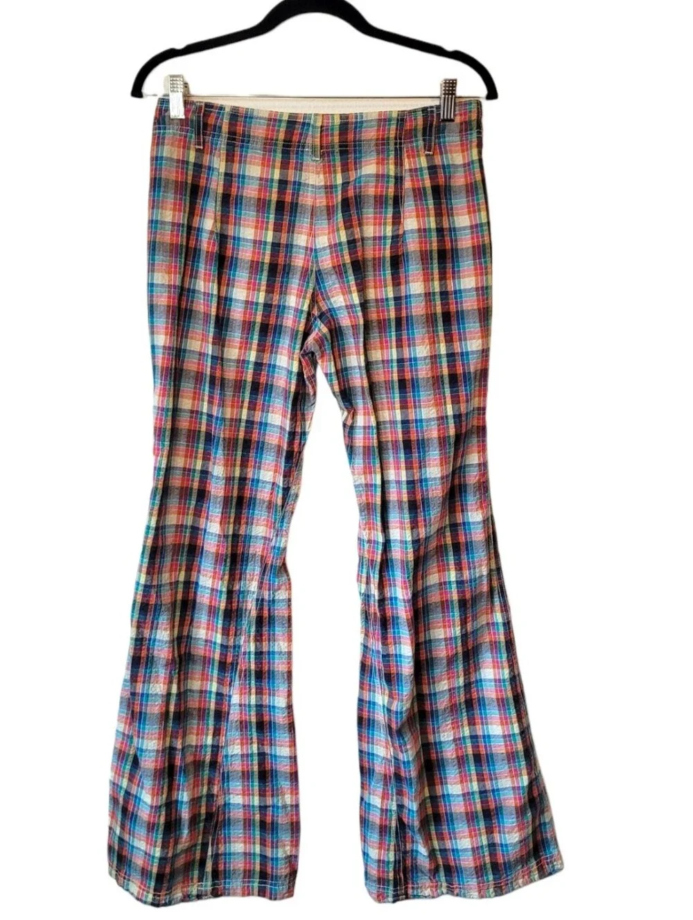 Free People Christina Low Rise Plaid Wide-Leg Pants in Multi-Color Size 6